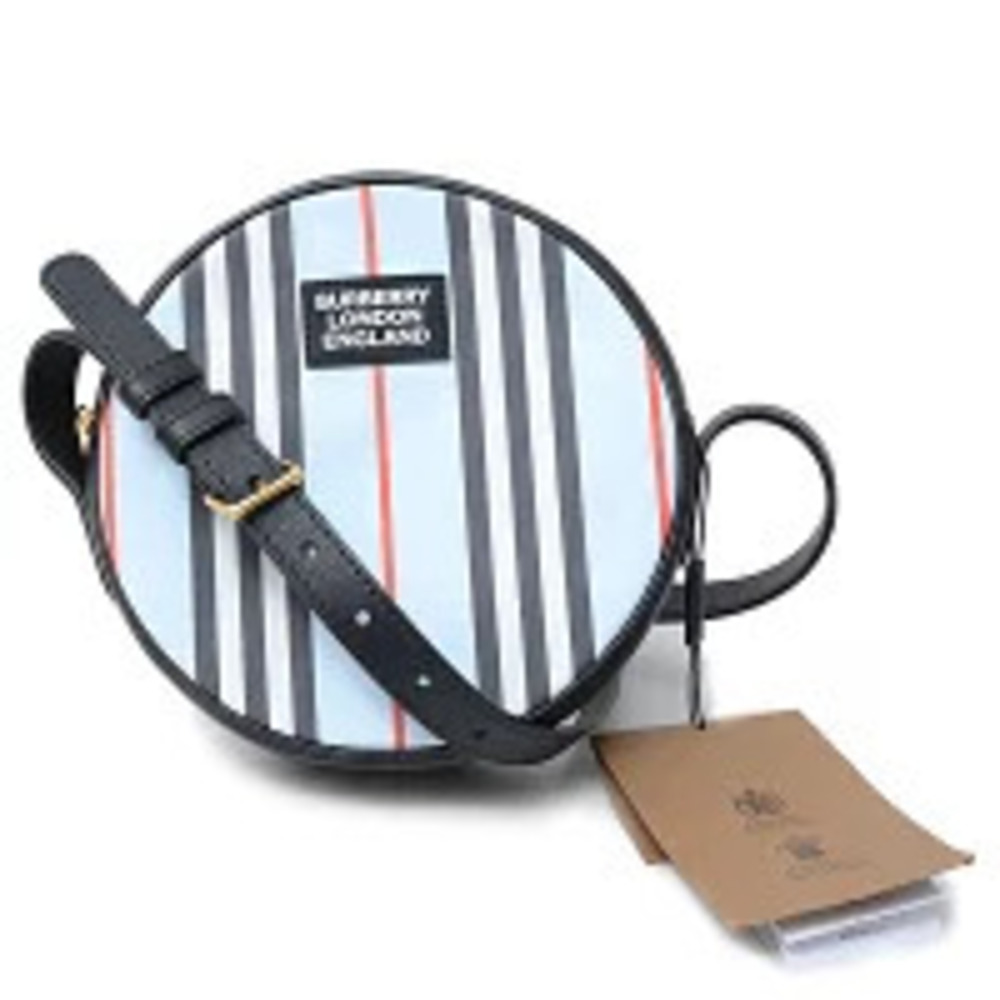 Burberry Tambourine Shoulder Bag Leather Blue Black Multicolor